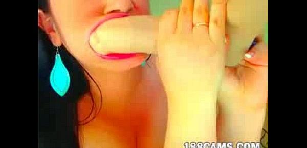  Big boobs girl sloppy deepthroat dildo webcam